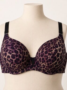 Torrid Curve Leopard Print Padded Underwire Bra Purple 42C